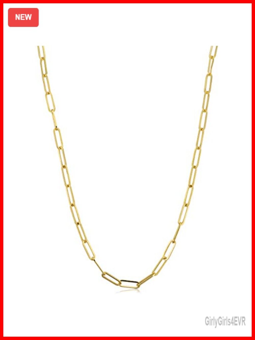 14k Yellow Gold Polished Paperclip Chain Necklace Lobster Clasp 18"